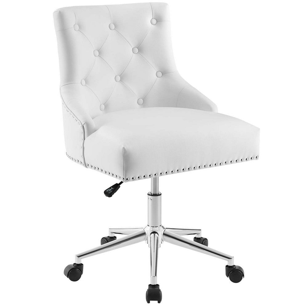 Regent Tufted Button Swivel Faux Leather Office Chair - No Shipping Charges MDY-EEI-3608-WHI