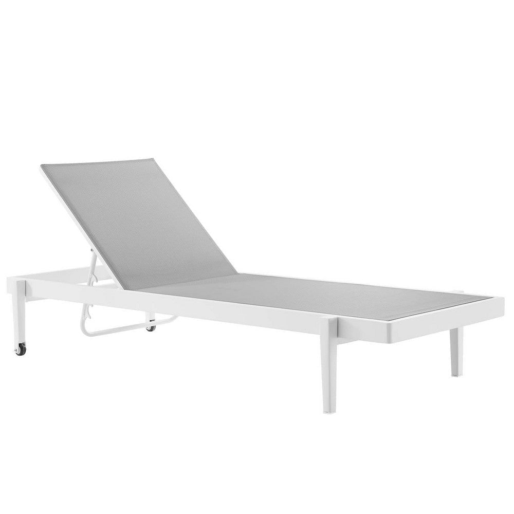 Modway Charleston Outdoor Patio Aluminum Metal Chaise Lounge Chair in White Gray