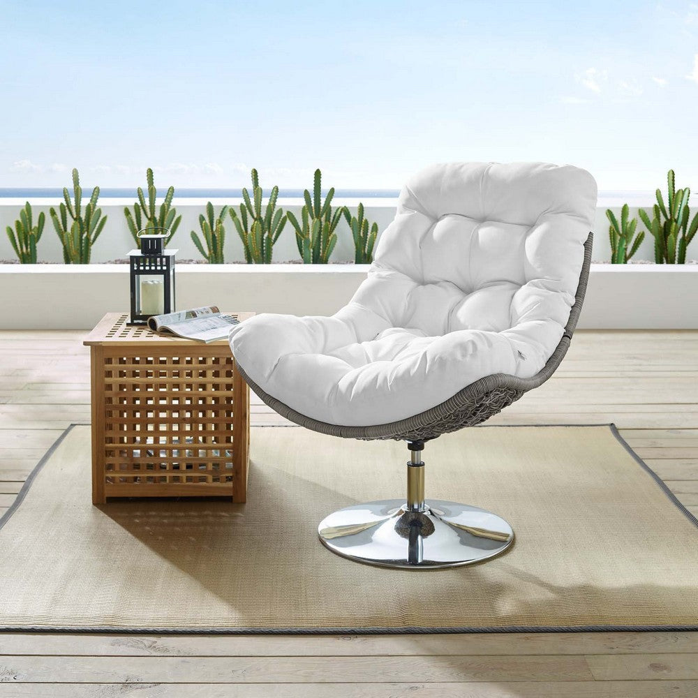 Brighton Wicker Rattan Outdoor Patio Swivel Lounge Chair - No Shipping Charges MDY-EEI-3616-LGR-NAV