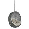 Modway Hide Wicker Rattan Sunbrella® Fabric Outdoor Patio Swing Chair with Hanging Steel Chain in Gray Beige