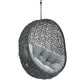 Modway Hide Wicker Rattan Sunbrella® Fabric Outdoor Patio Swing Chair with Hanging Steel Chain in Gray Gray MDY-EEI-3634-GRY-GRY