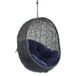 Modway Hide Wicker Rattan Sunbrella® Fabric Outdoor Patio Swing Chair with Hanging Steel Chain in Gray Navy MDY-EEI-3634-GRY-NAV