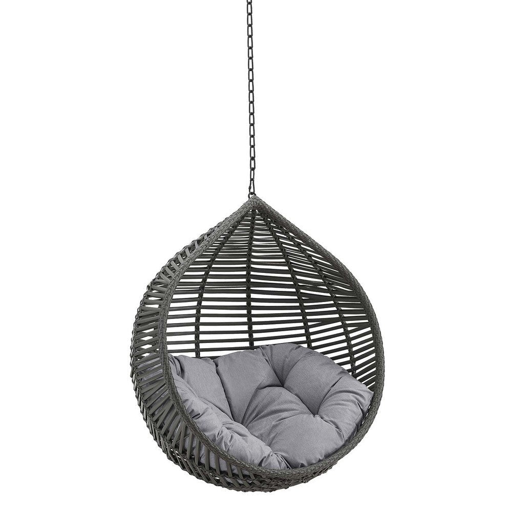 Modway EEI-3637-GRY-GRY Garner Teardrop Outdoor Patio Swing Chair Without Stand, Gray Gray, 28.5 x 41 x 125.5