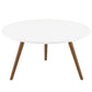 Modway Lippa 28" Mid-Century Modern Round Coffee Table with Tripod Base in Walnut White