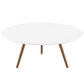 Modway Lippa 36" Mid-Century Modern Round Coffee Table with Tripod Base in Walnut White