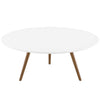 Modway Lippa 36" Mid-Century Modern Round Coffee Table with Tripod Base in Walnut White