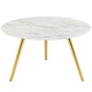 Modway Lippa 28" Round Artificial Marble Coffee Table with Tripod Top, Gold Base