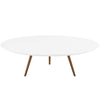 Modway Lippa 47" Mid-Century Modern Round Coffee Table with Tripod Base in Walnut White