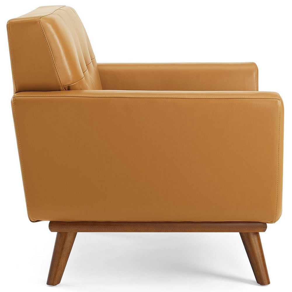 Modway Engage Top-Grain Leather Living Room Lounge Accent Armchair in Tan MDY-EEI-3734-TAN