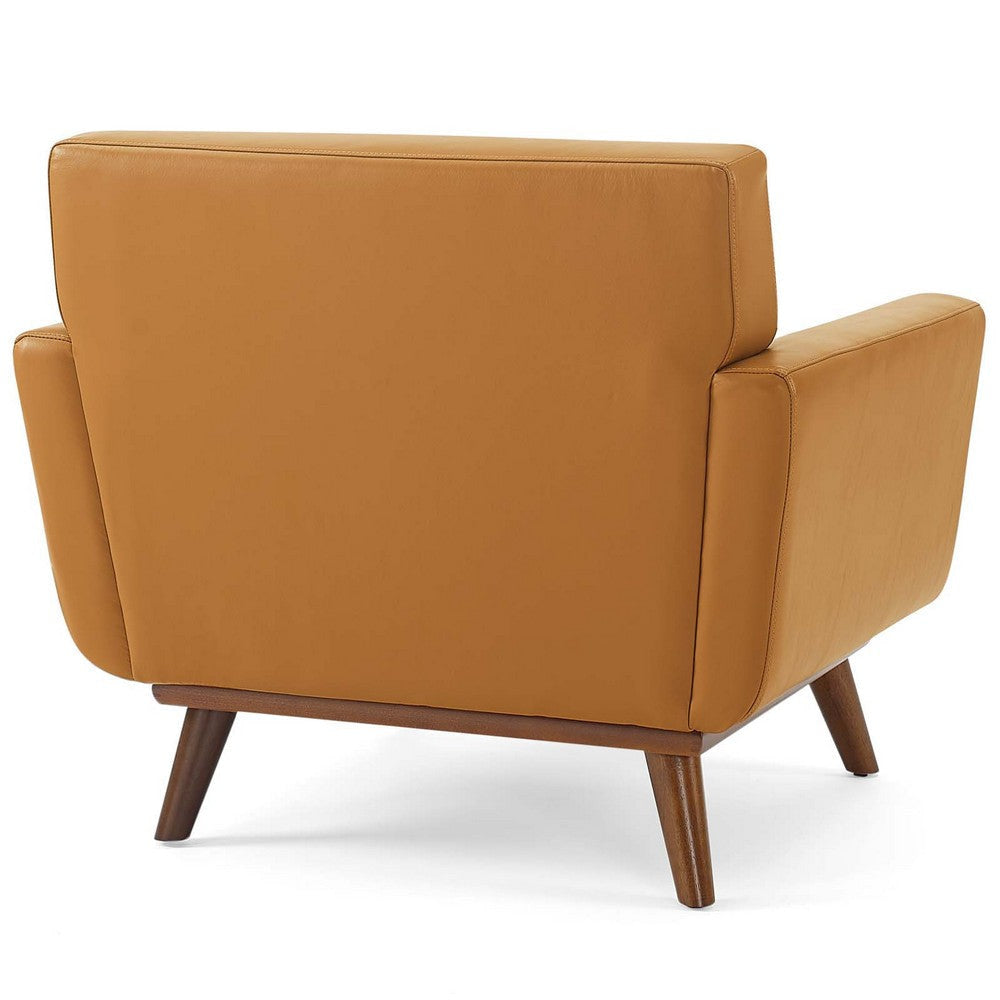 Modway Engage Top-Grain Leather Living Room Lounge Accent Armchair in Tan MDY-EEI-3734-TAN