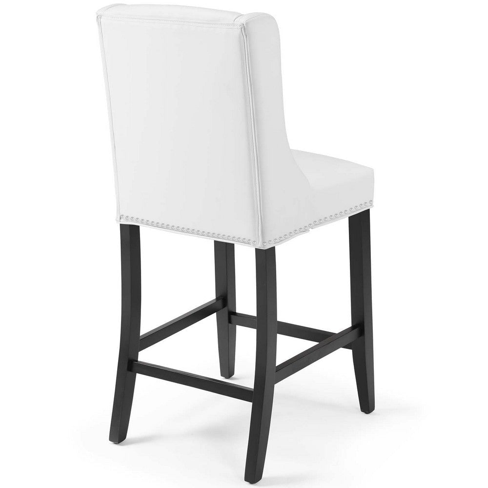 42 Inch Wingback Counter Stool White Faux Leather Tapered Legs Black - No Shipping Charges MDY-EEI-3736-WHI