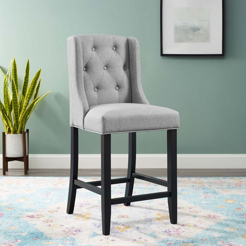 Modway Baronet Tufted Button Upholstered Fabric Counter Stool Light Gray 19.5 x 21 x 42 MDY-EEI-3739-LGR