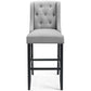 Modway Baronet Tufted Button Fabric Bar Stool in Light Gray MDY-EEI-3741-LGR