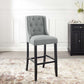 Modway Baronet Tufted Button Fabric Bar Stool in Light Gray MDY-EEI-3741-LGR