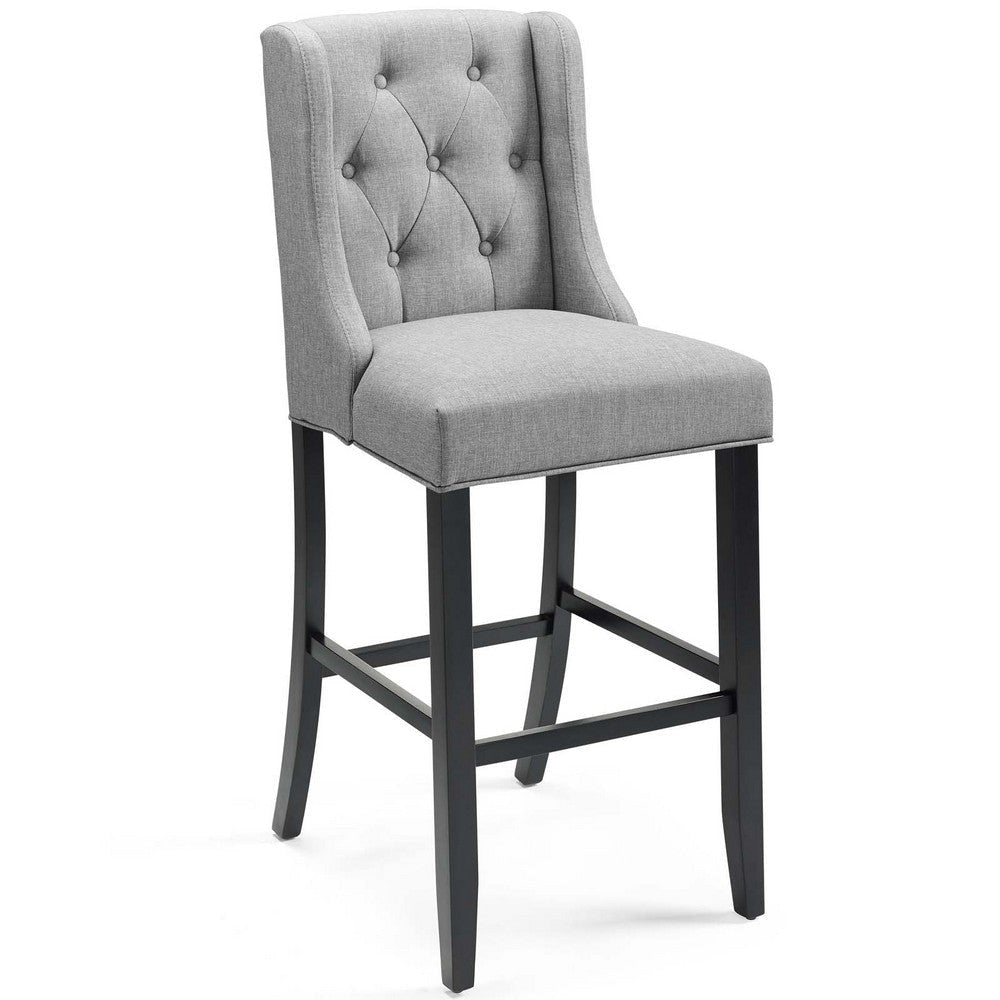 Modway Baronet Tufted Button Fabric Bar Stool in Light Gray