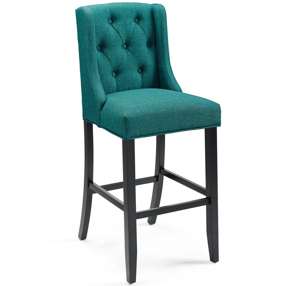 Modway Baronet Tufted Button Fabric Bar Stool in Teal