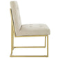 Privy Gold Stainless Steel Upholstered Fabric Dining Accent Chair - No Shipping Charges MDY-EEI-3743-GLD-AZU