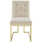 Modway Privy Upholstered Gold Stainless Steel Dining Chair in Gold Beige MDY-EEI-3743-GLD-BEI