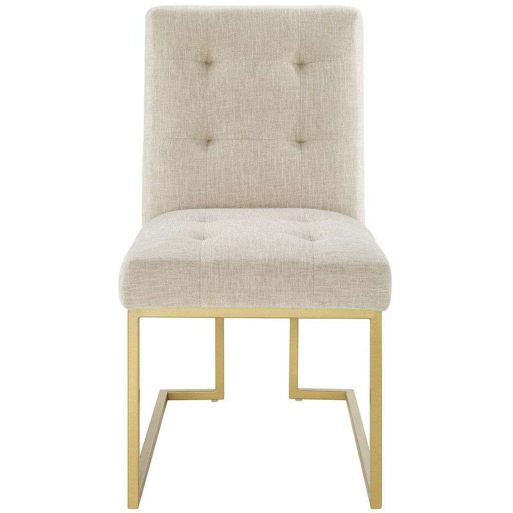 Modway Privy Upholstered Gold Stainless Steel Dining Chair in Gold Beige MDY-EEI-3743-GLD-BEI