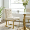 Privy Gold Stainless Steel Upholstered Fabric Dining Accent Chair - No Shipping Charges MDY-EEI-3743-GLD-AZU