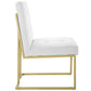 Privy Gold Stainless Steel Upholstered Fabric Dining Accent Chair - No Shipping Charges MDY-EEI-3743-GLD-LGR