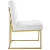 Privy Gold Stainless Steel Upholstered Fabric Dining Accent Chair - No Shipping Charges MDY-EEI-3743-GLD-LGR