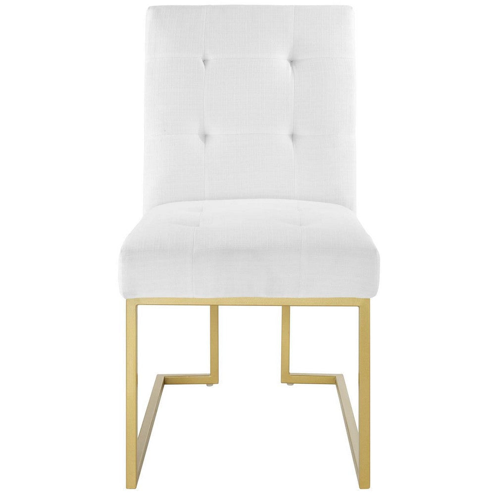 Modway Privy Upholstered Gold Stainless Steel Dining Chair in Gold White MDY-EEI-3743-GLD-WHI