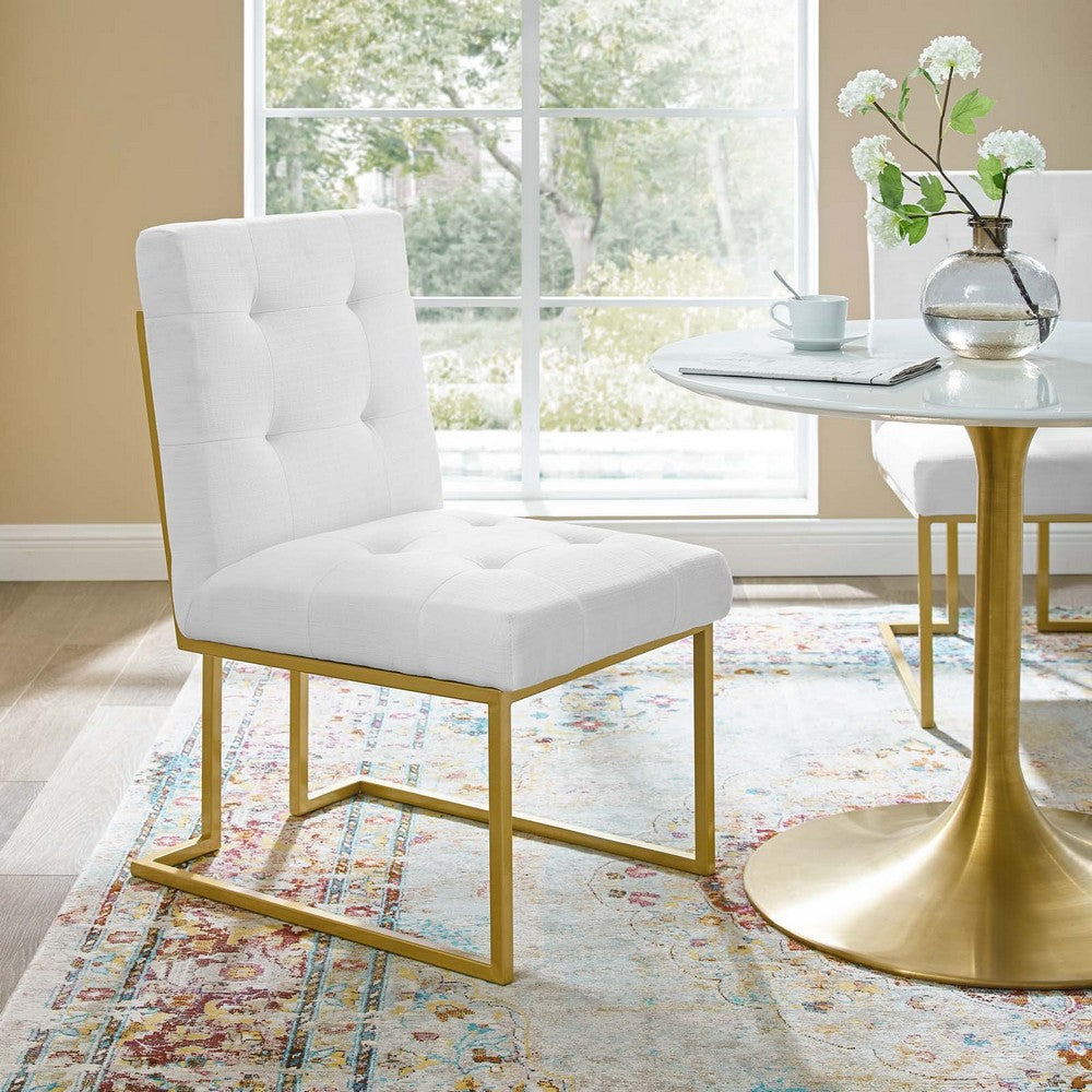 Modway Privy Upholstered Gold Stainless Steel Dining Chair in Gold White MDY-EEI-3743-GLD-WHI