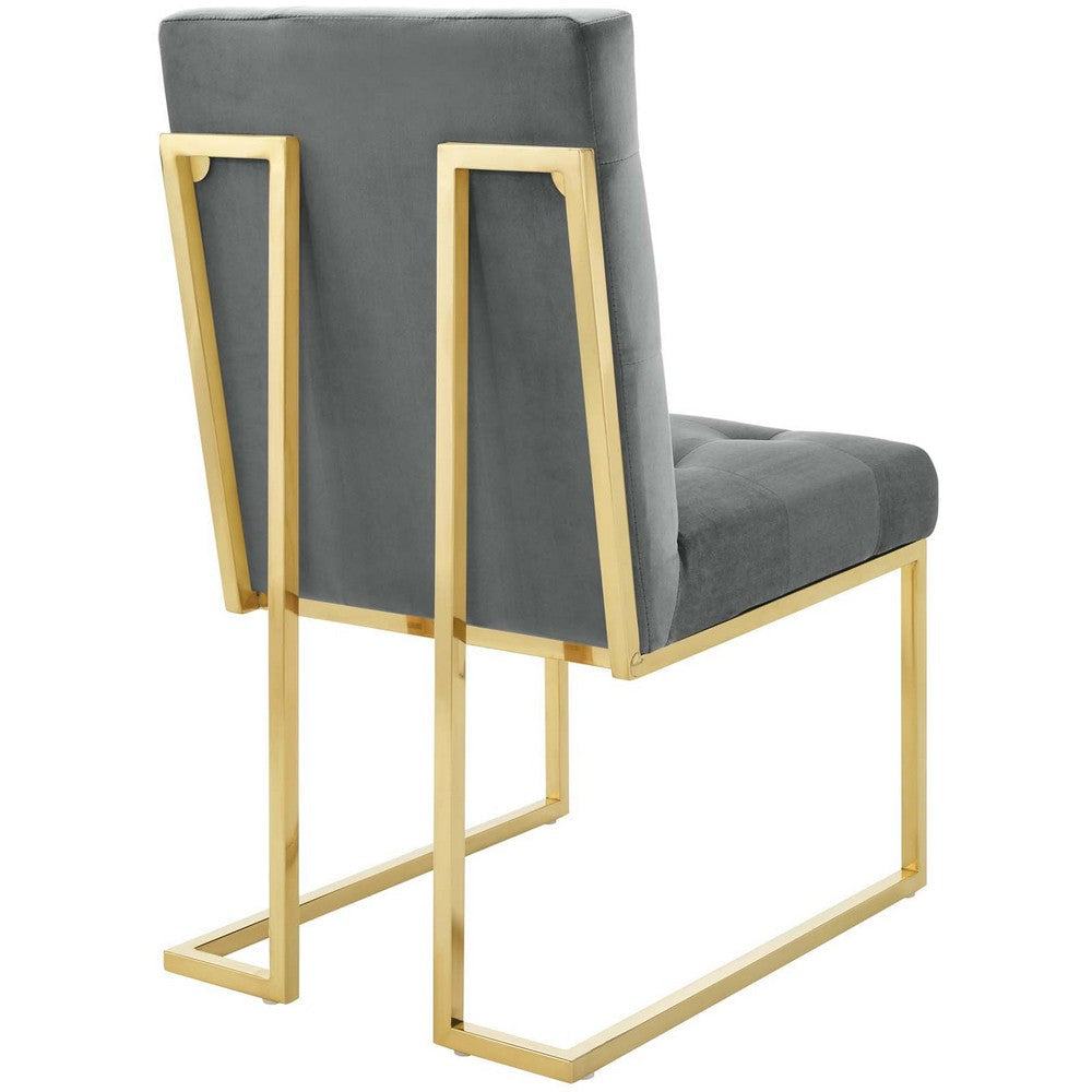 Privy Gold Stainless Steel Performance Velvet Dining Chair - No Shipping Charges MDY-EEI-3744-GLD-CHA