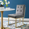 Privy Gold Stainless Steel Performance Velvet Dining Chair - No Shipping Charges MDY-EEI-3744-GLD-CHA