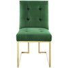 Modway Privy Performance Velvet Gold Stainless Steel Dining Chair in Gold Emerald MDY-EEI-3744-GLD-EME