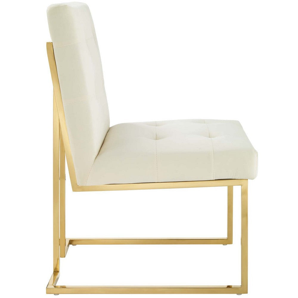 Privy Gold Stainless Steel Performance Velvet Dining Chair - No Shipping Charges MDY-EEI-3744-GLD-DUS