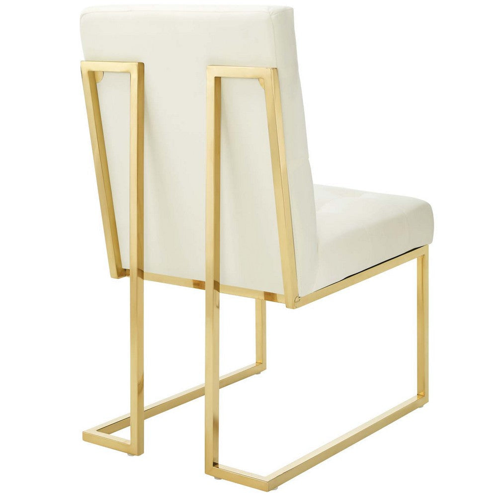 Privy Gold Stainless Steel Performance Velvet Dining Chair - No Shipping Charges MDY-EEI-3744-GLD-DUS