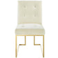 Privy Gold Stainless Steel Performance Velvet Dining Chair - No Shipping Charges MDY-EEI-3744-GLD-DUS