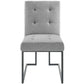 Privy Black Stainless Steel Upholstered Fabric Dining Chair - No Shipping Charges MDY-EEI-3745-BLK-LGR