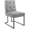 Modway Privy Upholstered Fabric Black Stainless Steel Dining Chair in Black Light Gray