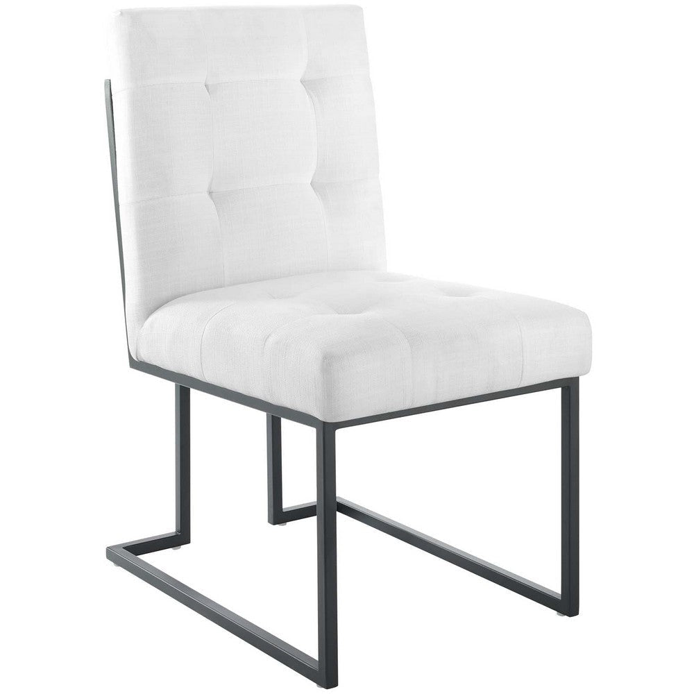 Privy Black Stainless Steel Upholstered Fabric Dining Chair - No Shipping Charges