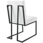 Modway Privy Upholstered Fabric Black Stainless Steel Dining Chair in Black White MDY-EEI-3745-BLK-WHI