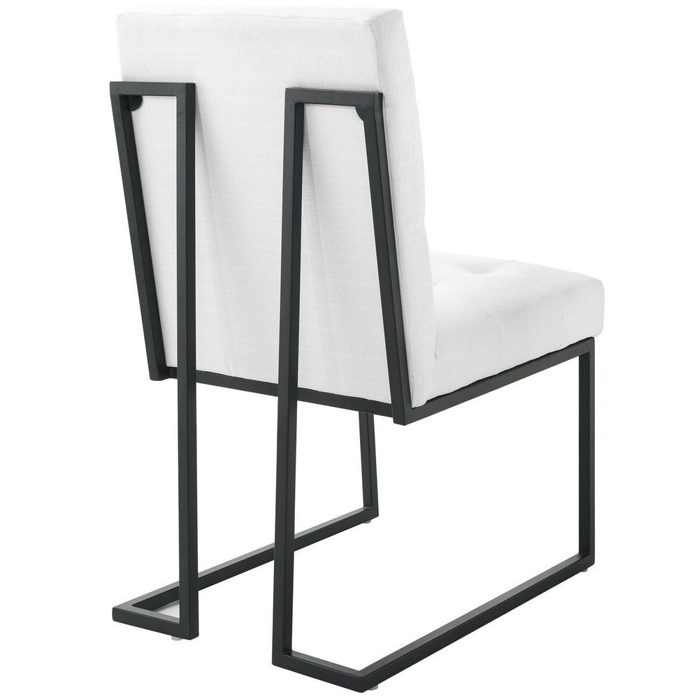 Modway Privy Upholstered Fabric Black Stainless Steel Dining Chair in Black White MDY-EEI-3745-BLK-WHI