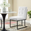 Privy Black Stainless Steel Upholstered Fabric Dining Chair - No Shipping Charges MDY-EEI-3745-BLK-LGR