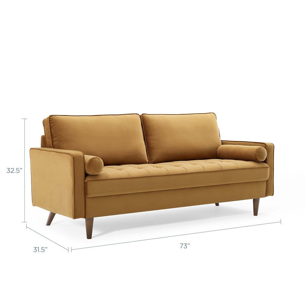 Modway Valour Performance Velvet Upholstered Tufted Sofa Cognac MDY-EEI-3764-COG