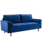 Modway Valour Performance Velvet Upholstered Tufted Sofa, Navy