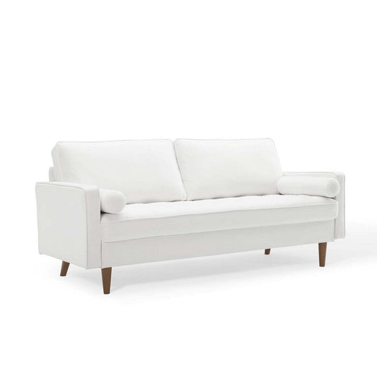 Modway Valour Performance Velvet Upholstered Tufted Sofa, White