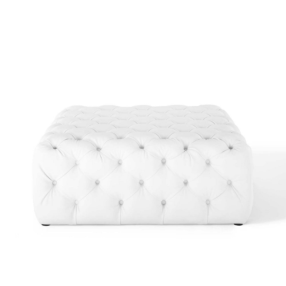 Anthem Tufted Button Large Square Faux Leather Ottoman - No Shipping Charges MDY-EEI-3773-WHI