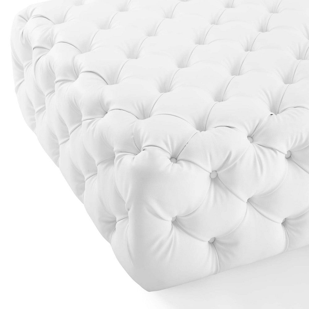 Anthem Tufted Button Large Square Faux Leather Ottoman - No Shipping Charges MDY-EEI-3773-WHI