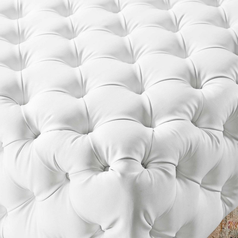 Anthem Tufted Button Large Square Faux Leather Ottoman - No Shipping Charges MDY-EEI-3773-WHI