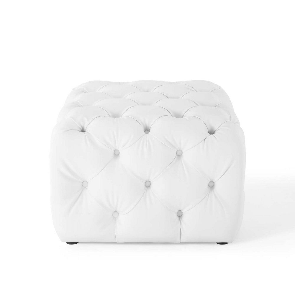 Anthem Tufted Button Square Faux Leather Ottoman - No Shipping Charges MDY-EEI-3775-WHI