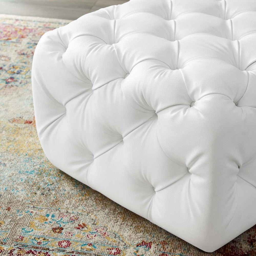 Anthem Tufted Button Square Faux Leather Ottoman - No Shipping Charges MDY-EEI-3775-WHI