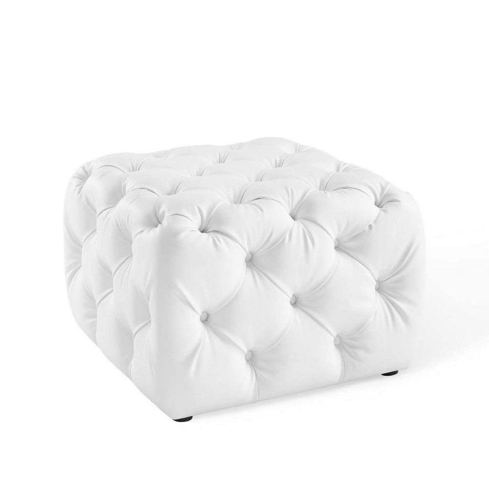 Anthem Tufted Button Square Faux Leather Ottoman - No Shipping Charges MDY-EEI-3775-WHI