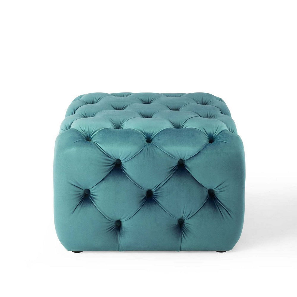 Anthem Tufted Button Square Performance Velvet Ottoman - No Shipping Charges MDY-EEI-3776-SEA